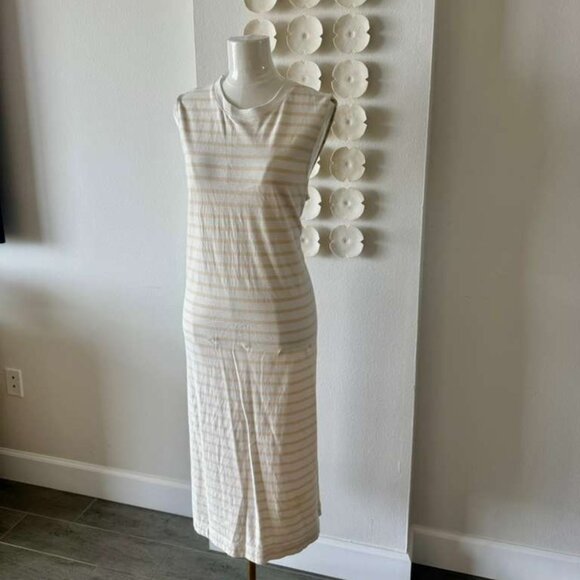 Everlane Sleeveless Midi Dress – Cream & White Stripes – XL - Picture 1 of 7